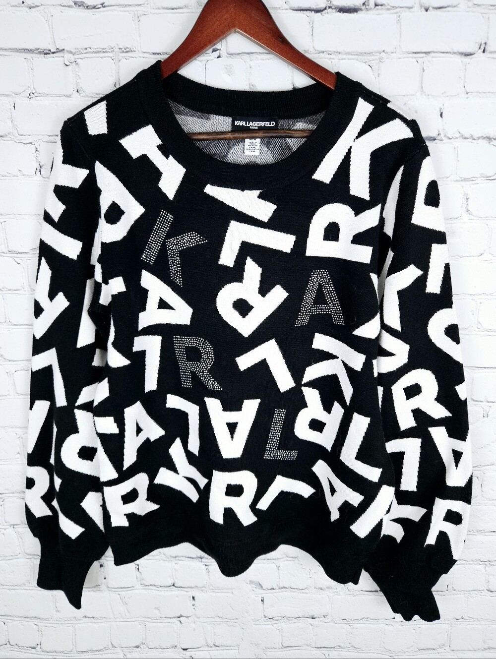 KARL LAGERFELD | iconic logo puff sleeve embellished sweater
